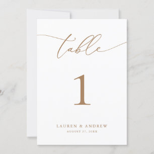 Gold Minimalist Modern Mariage Numéro de table d'é