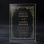 Gold Minimalist Modern Victorian Wedding Acrylic Invitations<br><div class="desc">Create a stunning first impression with these gold minimalist modern Victorian wedding acrylic invitations. This design blends ornate Victorian-inspired detailing with a clean contemporary layout, highlighted by refined gold accents etched or printed on a luxurious clear acrylic base. The result is a timeless yet modern invitation that feels elegant, romantic,...</div>
