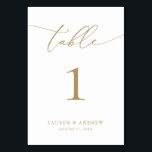 Gold Minimalist Modern Wedding | Event Custom Table Number<br><div class="desc">(**PLEASE NOTE: To order,  simply adjust your table number (and name/date) and add each number to your cart separately. Then check out once you are finished.) Beautiful,  elegant,  modern and minimalist,  table number card. Fully customizable with your names (or Event Name) and Date.</div>