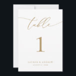 Gold Minimalist Modern Wedding-Event Table Number<br><div class="desc">(**PLEASE NOTE: To order,  simply adjust your table number (and name/date) and add each number to your cart separately. Then check out once you are finished.) Beautiful,  elegant,  modern and minimalist,  table number card. Fully customizable with your names (or Event Name) and Date.</div>