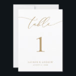 Gold Minimalist Modern Wedding Event Table Numbers<br><div class="desc">Size 5x7 (**PLEASE NOTE: To order,  simply adjust your table number (and name/date) and add each number to your cart separately. Then check out once you are finished.) Beautiful,  elegant,  modern and minimalist,  table number card. Fully customizable with your names (or Event Name) and Date.</div>