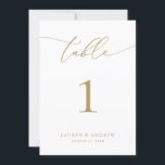 Gold Minimalist Modern Wedding Event Table Numbers<br><div class="desc">Size 5x7 (**PLEASE NOTE: To order,  simply adjust your table number (and name/date) and add each number to your cart separately. Then check out once you are finished.) Beautiful,  elegant,  modern and minimalist,  table number card. Fully customizable with your names (or Event Name) and Date.</div>