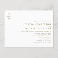 Gold Minimalist Monogram QR Code Wedding