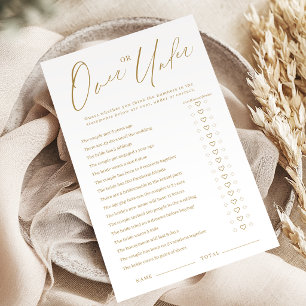 Gold minimalist Over or Under bridal shower game