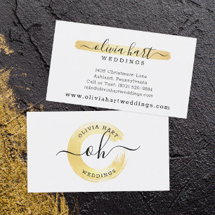 Gold Minimalist Paint Swash Custom Logo Stylist Business Card