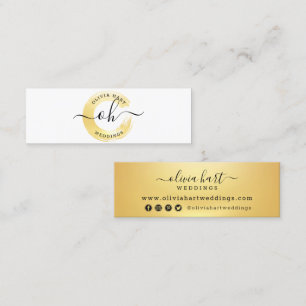 Gold Minimalist Paint Swash Custom Stylist Logo Mini Business Card