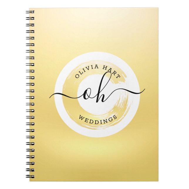 Gold Minimalist Personalized Logo Elegant Stylist Notebook (Front)