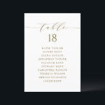 Gold Minimalist Script Seating Plan Table Number<br><div class="desc">Customizable table number seating plan. It features a black whimsical script and classic typography. Personalize by adding your own details. This gold minimalist table seating plan is perfect for any weddings,  baby showers,  bridal showers,  birthdays,  and so much more.</div>