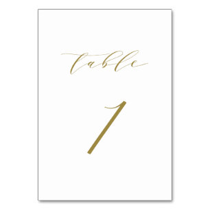 Gold Minimalist Script Wedding Table 1 Table Number
