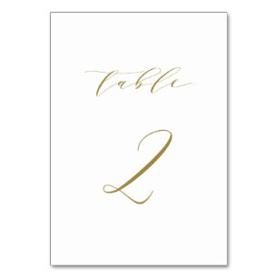 Gold Minimalist Script Wedding Table 2 Number