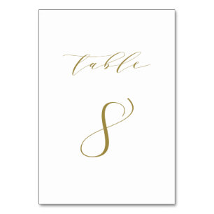 Gold Minimalist Script Wedding Table 8 Number