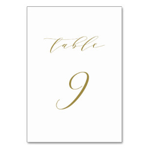 Gold Minimalist Script Wedding Table 9 Number