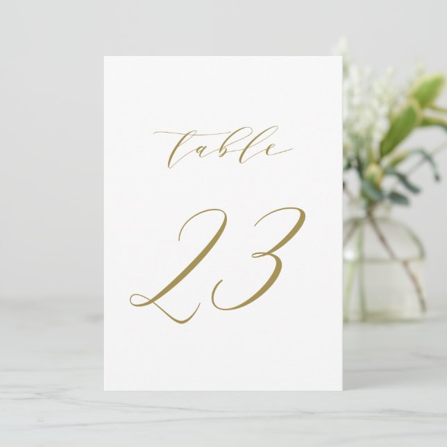 Gold Minimalist Script Wedding Table Number 23 (Standing Front)