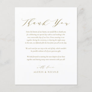 Gold Minimalist Script Wedding Thank You Card