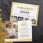 Gold Minimalist Stylist Business Marketing Photo Postcard<br><div class="desc">Elegant, minimalist paint swash styled with traditional gold create the perfect feminine theme for photographers, stylists, makeup artists, professionals in hair and nail salons, and beyond! • Customize it! Click the "Customize" button to change fonts, sizing and layout. The social media icons may be moved or removed if you wish....</div>