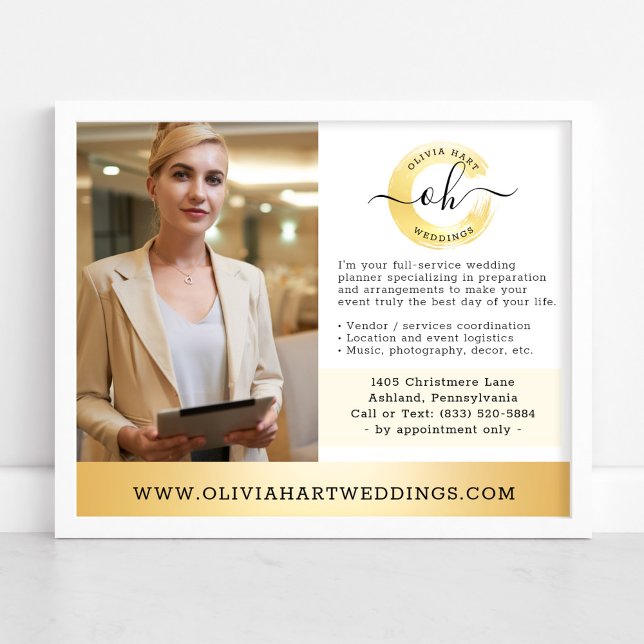 Gold Minimalist Stylist Business Marketing Photo Poster (Creator Uploaded)