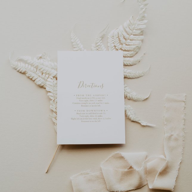 Gold Minimalist Wedding Directions Enclosure Card (Creator Uploaded)