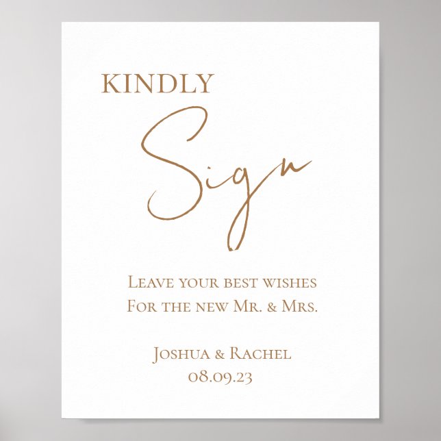 Gold Minimalist Wedding Sign-In Poster Print (Front)