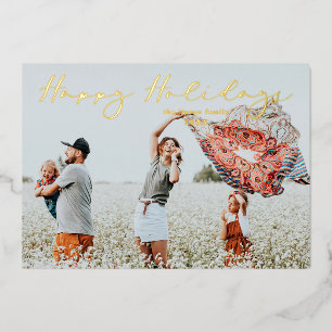 Gold Minimaliste Joyeux Vacances Script Calligraph