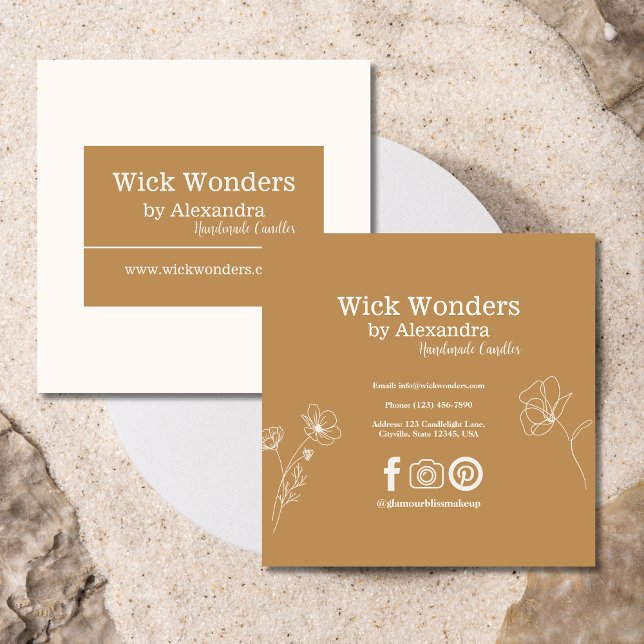 Gold Minimalistic Candle Making Square Business Card (Creator Uploaded)