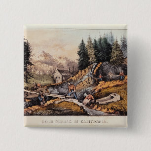 Gold Mining in California 2 Inch Square Button