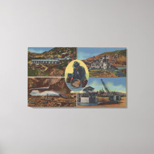 Gold Mining in California - Quarz, Dredge Canvas Print