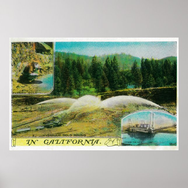 Gold Mining in California StateState Poster (Front)