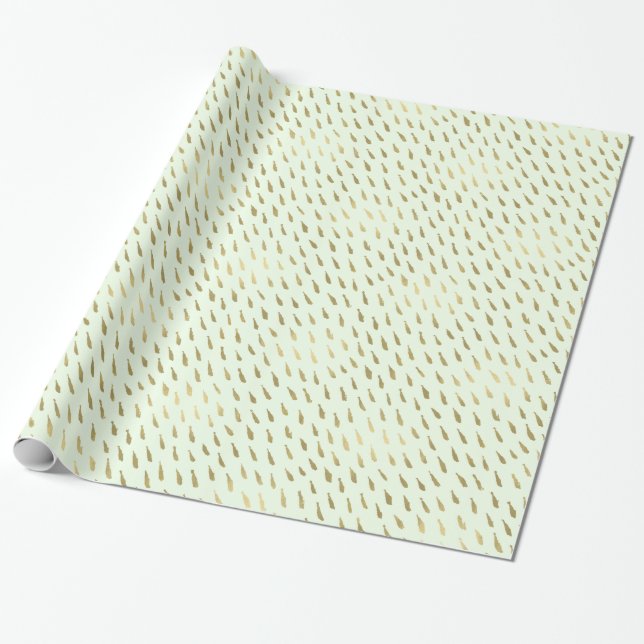 Gold Mint Abstract Wrapping Paper (Unrolled)
