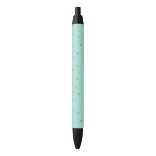 Gold Mint Confetti Black Ink Pen