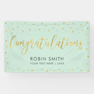 Gold & Mint Congratulations Graduation Party Banner
