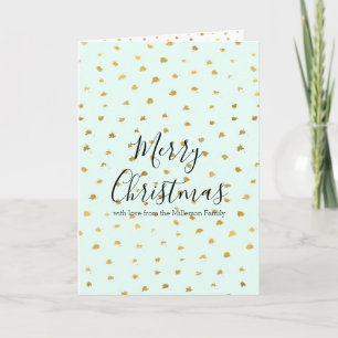 Gold Mint Glam Dot Chic Personalized Photo Holiday Card
