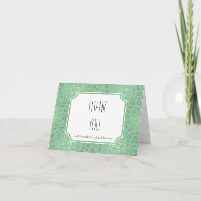 Gold Mint Ombre Leopard Print Thank you (Front)