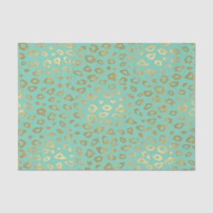 Gold Mint Ombre Leopard Print Tissue Paper
