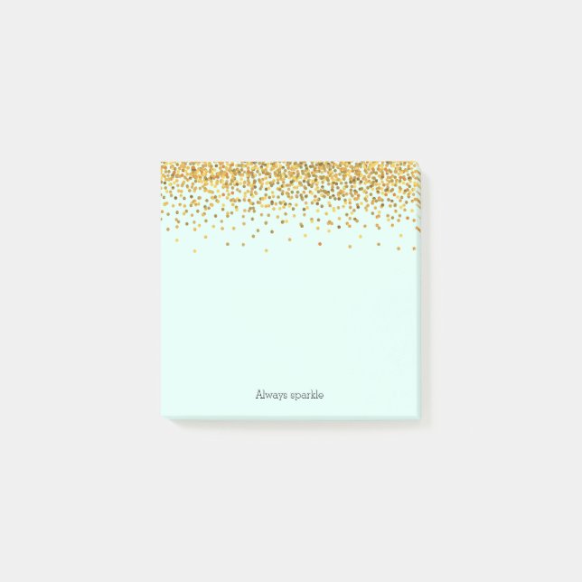 Gold Mint Sparkle Confetti Post-it Notes (Front)