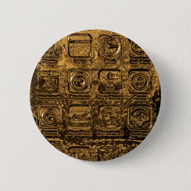 Gold mobile phone icons 2 inch round button (Front)