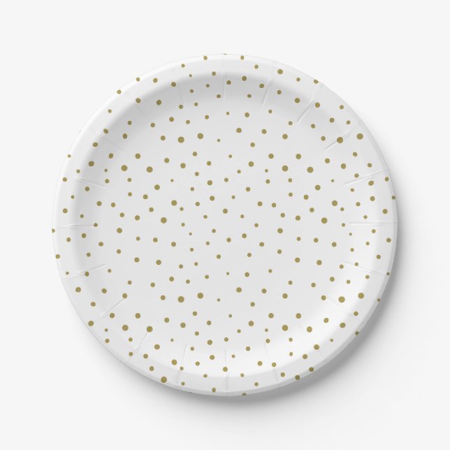 Gold Mod Polka Dots Pattern Paper Plate (Front)