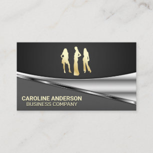Gold Models Grey Black Metallic Background Business Card