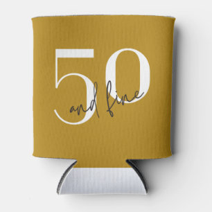 Gold Modern   50th Birthday Can Cooler