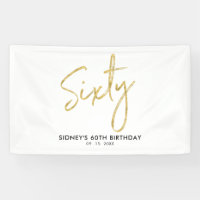 Gold Modern 60th Birthday Party Banner