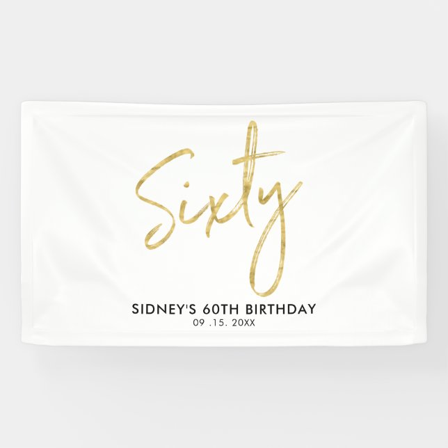 Gold Modern 60th Birthday Party Banner (Horizontal)