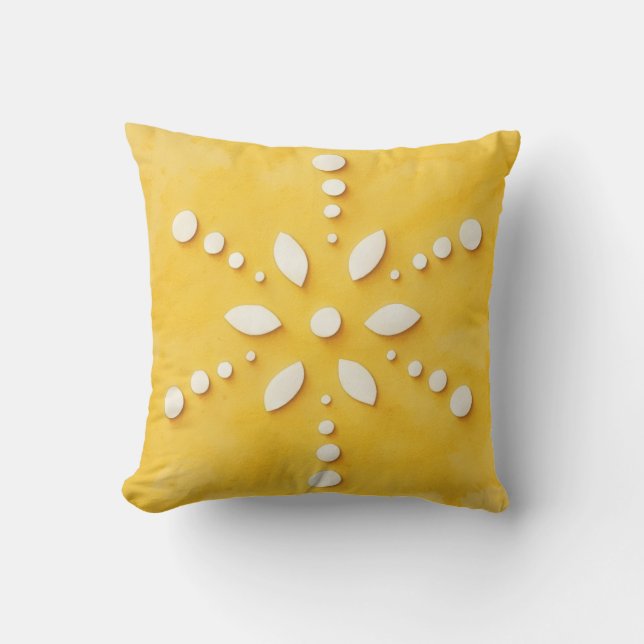 Gold Modern Art Snowflake Winter Throw Pillow (Front)
