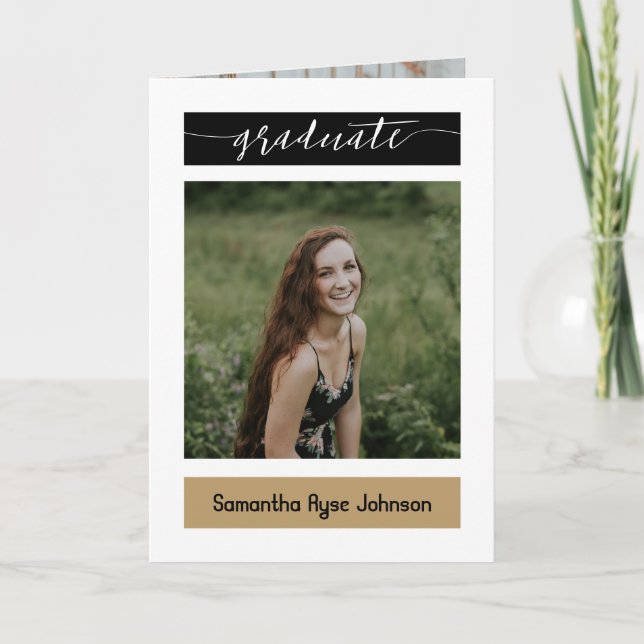 Gold Modern Block 5-Photo Graduation Invitation (Front)