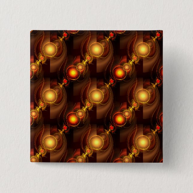 Gold Modern Boho Elegant Abstract Art Pattern #501 2 Inch Square Button (Front)