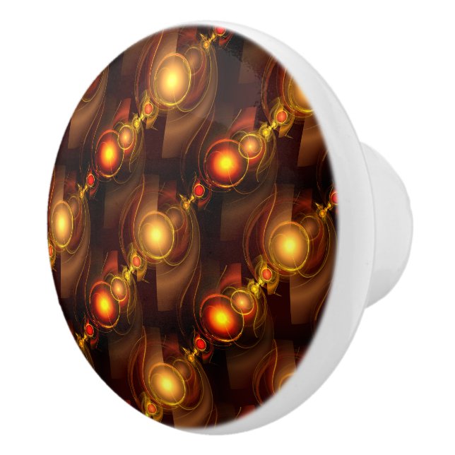 Gold Modern Boho Elegant Abstract Art Pattern #501 Ceramic Knob (Right)
