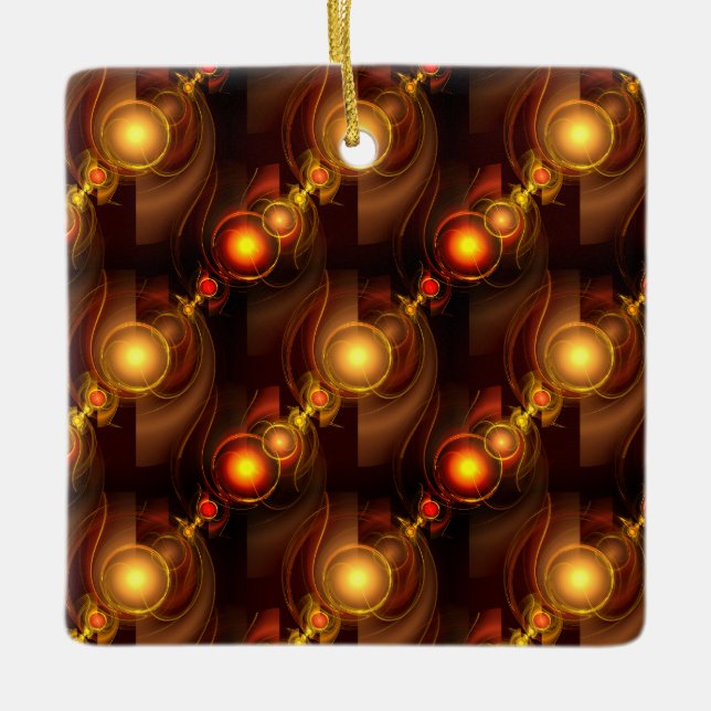 Gold Modern Boho Elegant Abstract Art Pattern #501 Ceramic Ornament (Front)