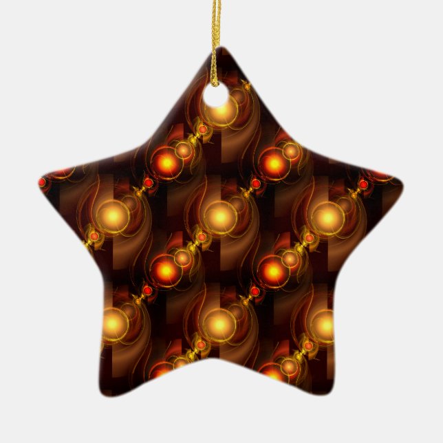 Gold Modern Boho Elegant Abstract Art Pattern #501 Ceramic Ornament (Front)