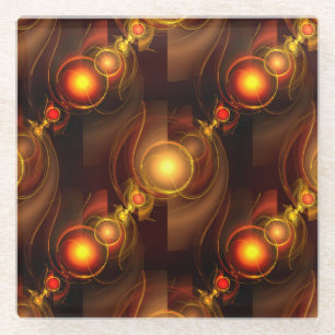 Gold Modern Boho Elegant Abstract Art Pattern #501 Glass Coaster