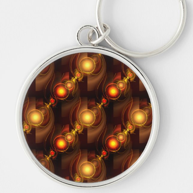 Gold Modern Boho Elegant Abstract Art Pattern #501 Keychain (Front)