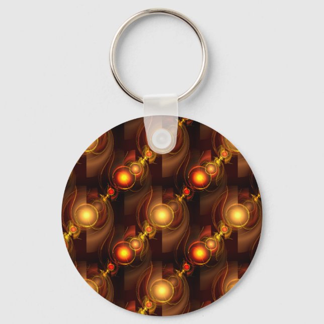 Gold Modern Boho Elegant Abstract Art Pattern #501 Keychain (Front)