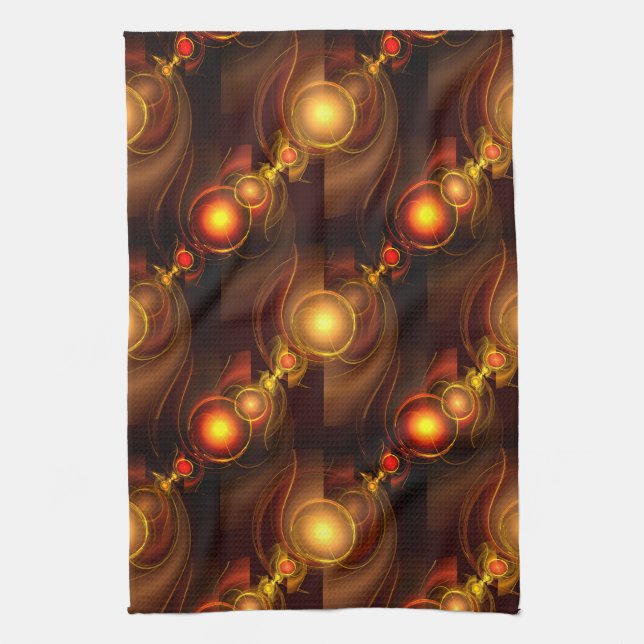 Gold Modern Boho Elegant Abstract Art Pattern #501 Kitchen Towel (Vertical)